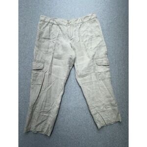 Tommy Bahama Linen Cargo‎ Pants Womens 14 Relax Aubrey Fit Beige Casual Tropical